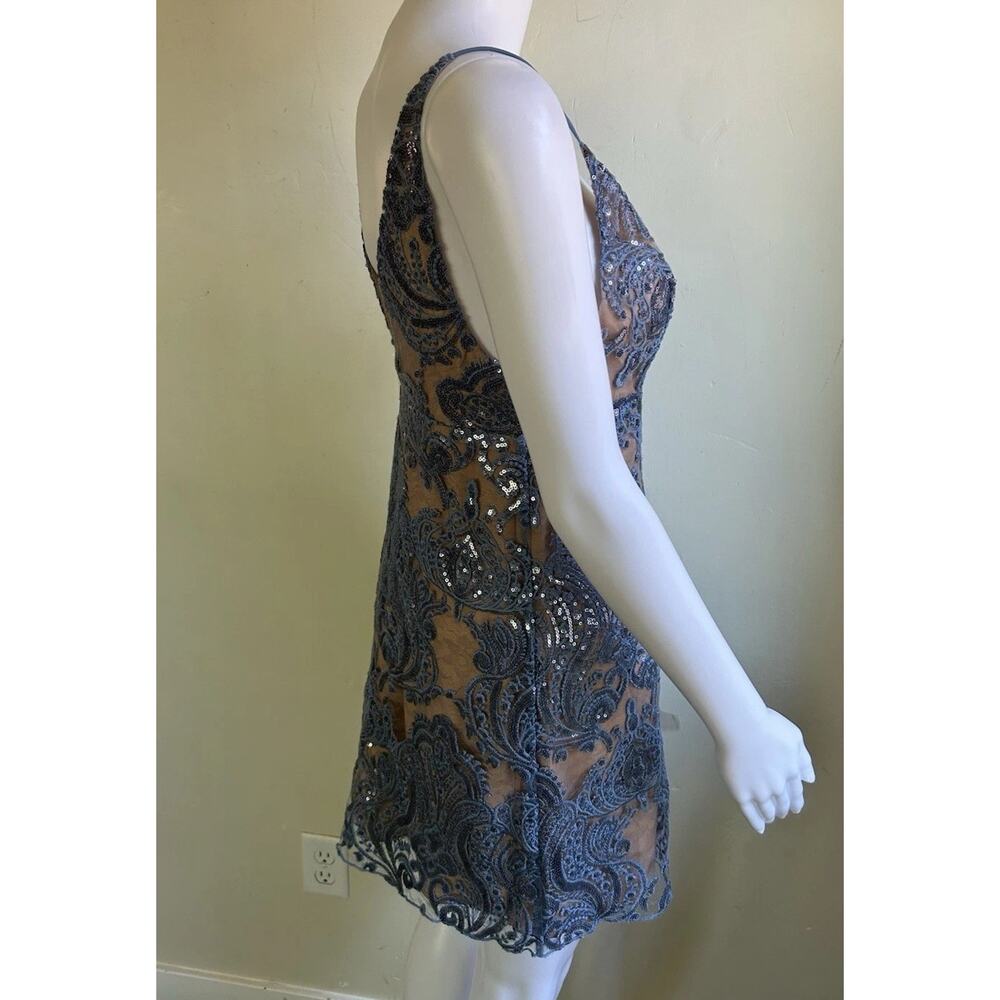 Free People Sundown Mini Dress NWT Size 2 Blue Sequin Embroidered Boho Party - Picture 13 of 15